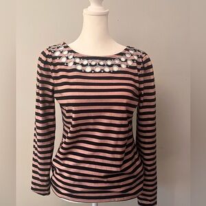 NWOT Anthropologie Maeve striped top with eyelet detail